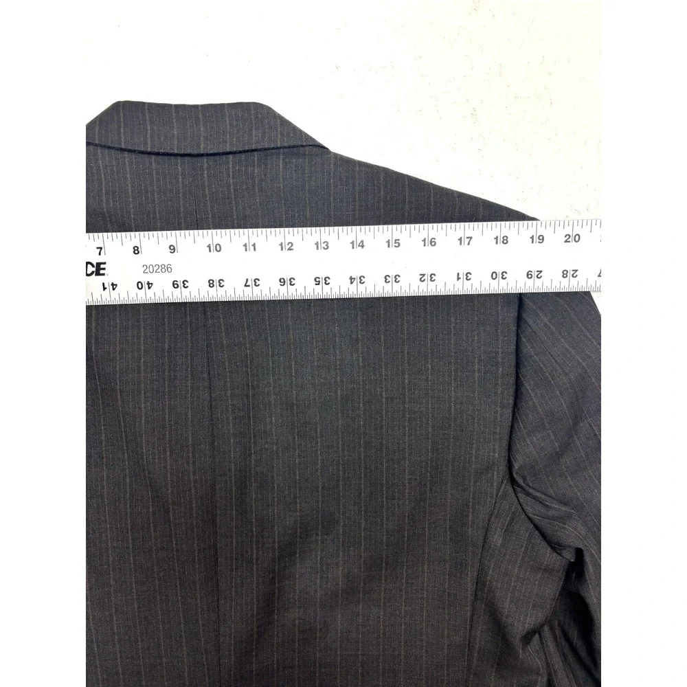 Hickey Freeman 42R 38x30 Gray Tan Stripe 2pc Pant Suit Madison USA Pleated Wool